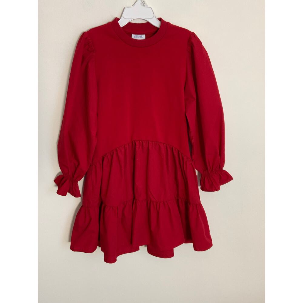 Pleat Long sleeve Red Cece Dress NWT size 7 $68‎